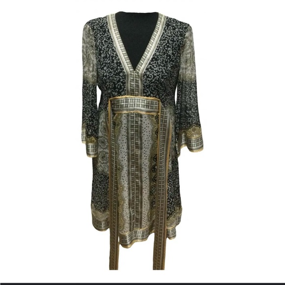 INC International Concepts Black and Gold Long Sleeve Dress - Picture 9 of 10